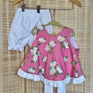 The Beaufort Bonnet Company Suzanne Swing Set, Pink Daisy Print Size 4T